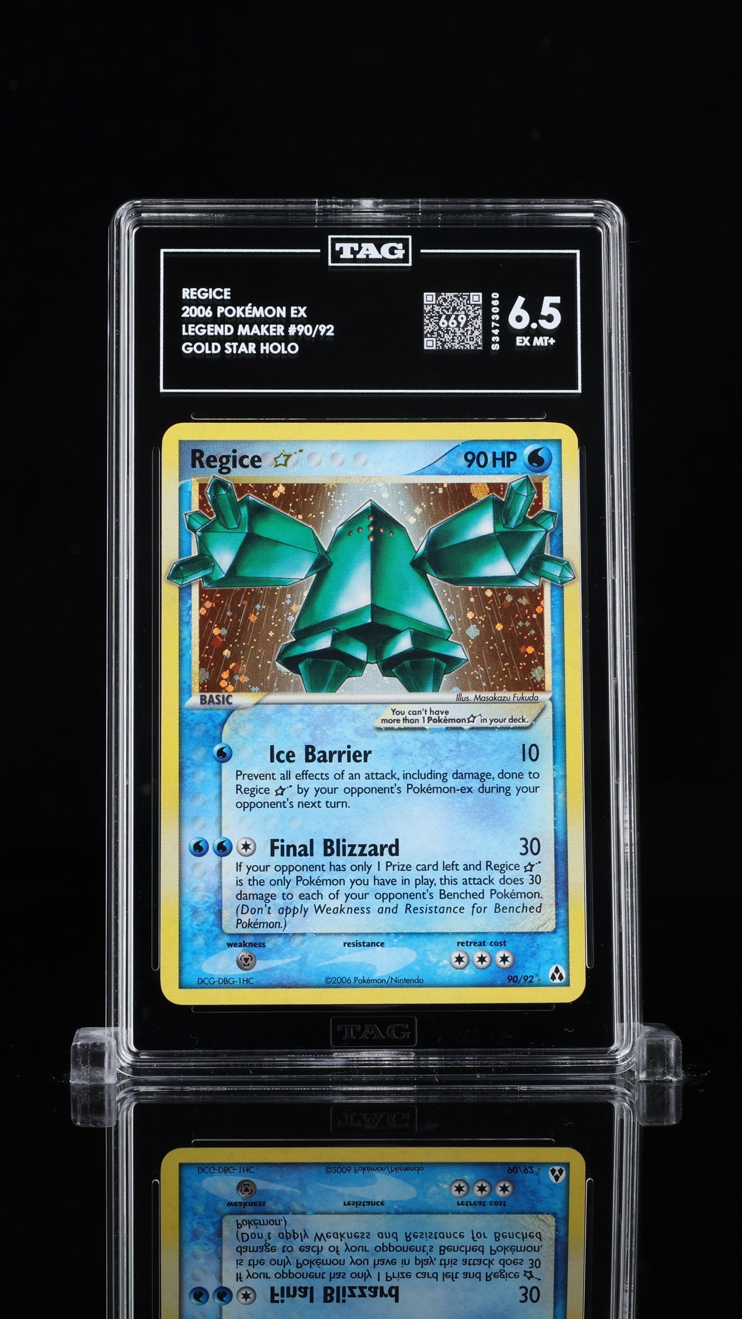 Regice Pokémon EX Legend Maker Gold Star #90/92 TAG 6.5