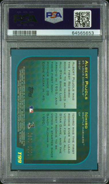 Ichiro / Albert Pujols 2001 Topps Traded Gold #'d 0850/2001 RC PSA 7