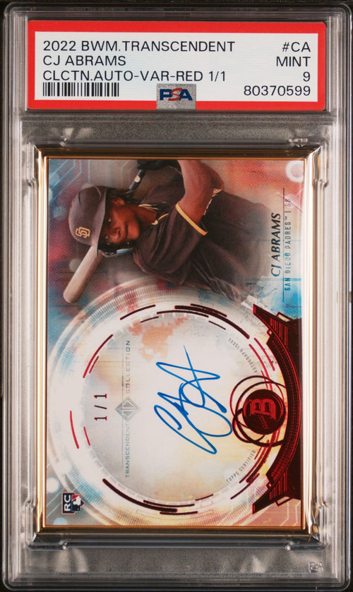 CJ Abrams 2022 Bowman Transcendent rookie autograph red #'d 1/1 PSA 9