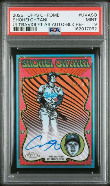Shohei Ohtani 2025 Topps Chrome Ultraviolet All Stars Autograph Black Refractor #'d 03/10 PSA 9