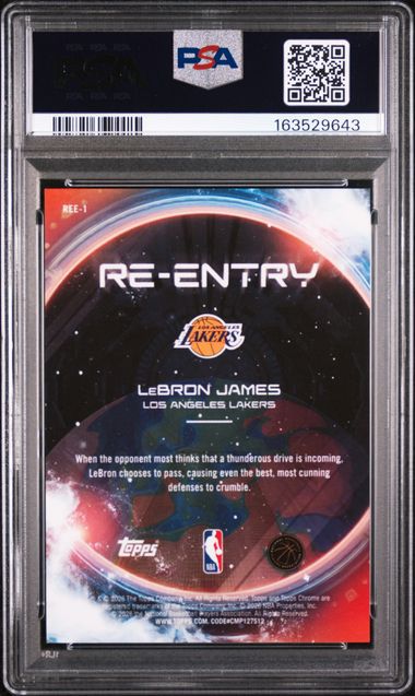 LeBron James 2025 Topps Cosmic Chrome Re-Entry Black #'d 02/10 PSA 10