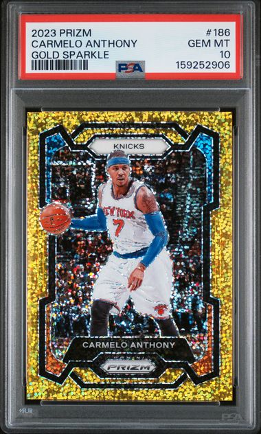 Carmelo Anthony 2023 Prizm Gold Sparkle #'d 06/24 PSA 10