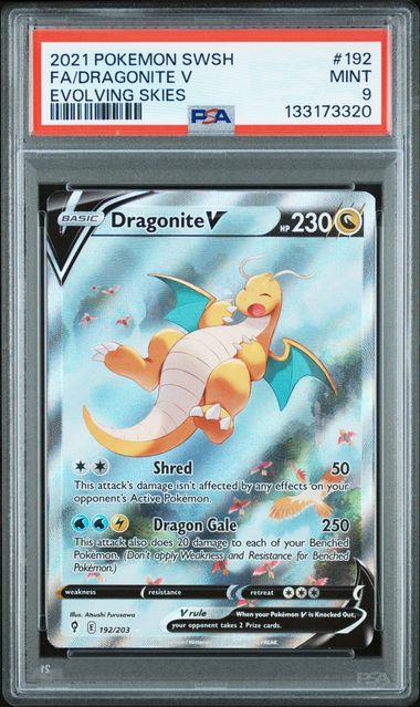 Dragonite V Pokémon Evolving Skies Alternate Full Art #192/203 PSA 9