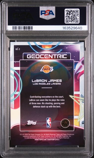 LeBron James 2025-26 Topps Chrome Cosmic Geocentric Orange Raywave #'d 15/25 PSA 9