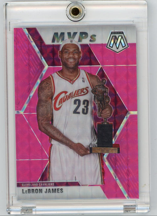 LeBron James 2019-20 Panini Mosaic MVPs Pink Fluorescent #'d 02/10