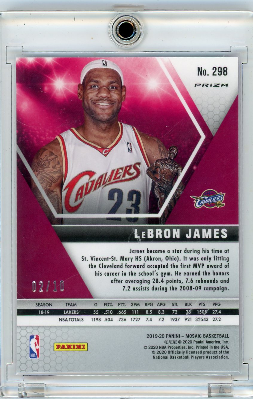 LeBron James 2019-20 Panini Mosaic MVPs Pink Fluorescent #'d 02/10