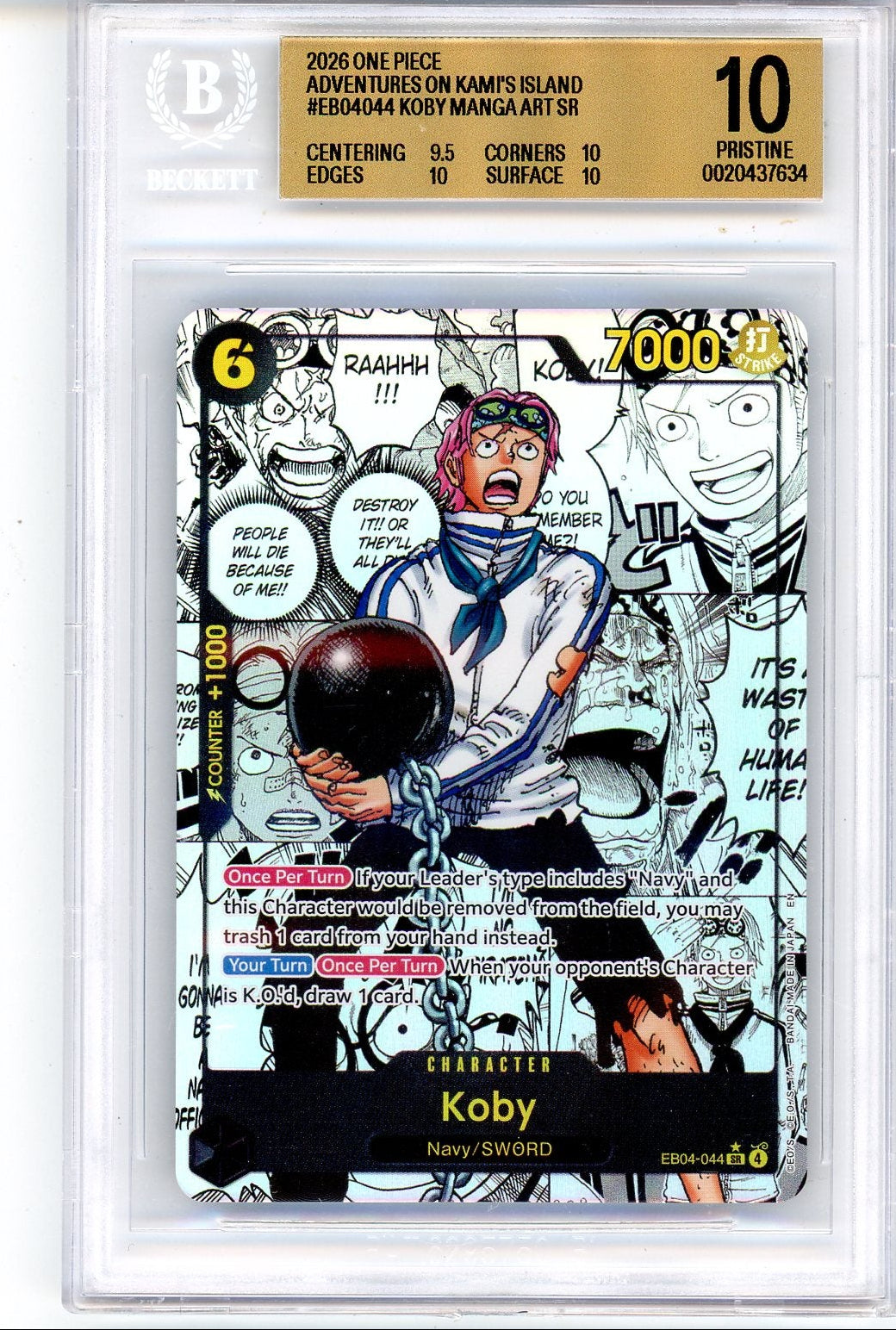 Koby 2026 One Piece Adventures on Kami's Island Manga SR #EB04-044 BGS 10