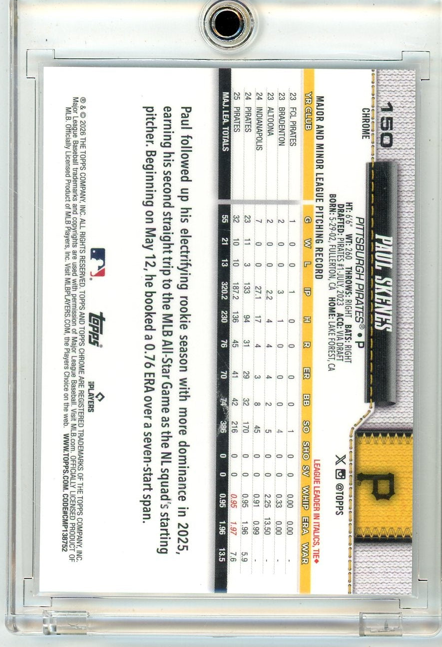 Paul Skenes 2026 Topps Chrome SP Image Variation gold ref. #'d 26/50