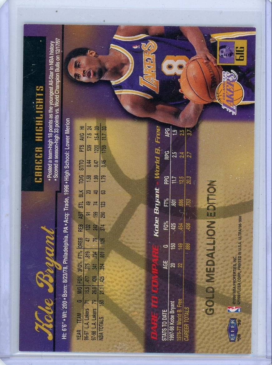 Kobe Bryant 1998-99 Fleer Ultra Gold Medallion #61G