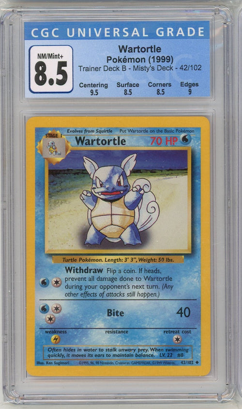 Wartortle 1999 Pokemon Trainer Deck B - Misty's Deck #42/102 CGC 8.5