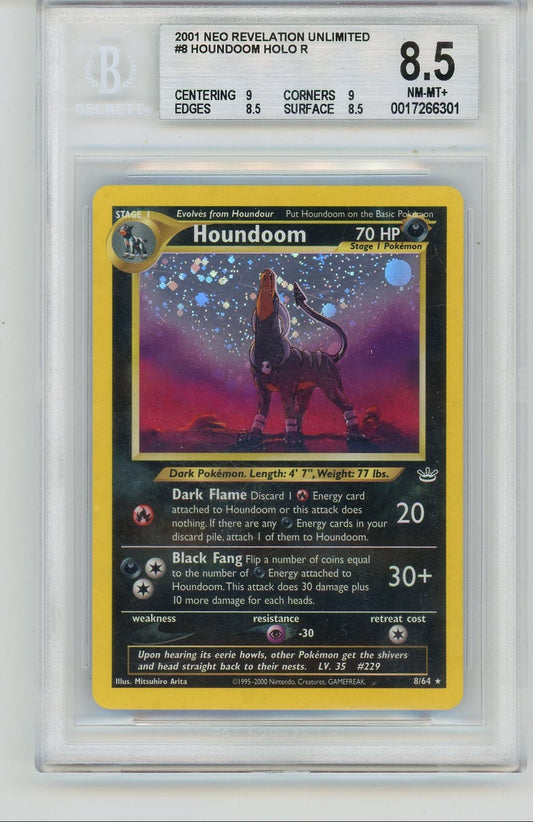Houndoom 2001 Pokemon Neo Revelation holo (double holo error) #8/64 BGS 8.5
