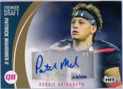 Patrick Mahomes II Sage HIT A23 Rookie Auto #33/250