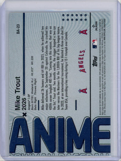 Mike Trout 2026 Bowman Chrome Anime SSP