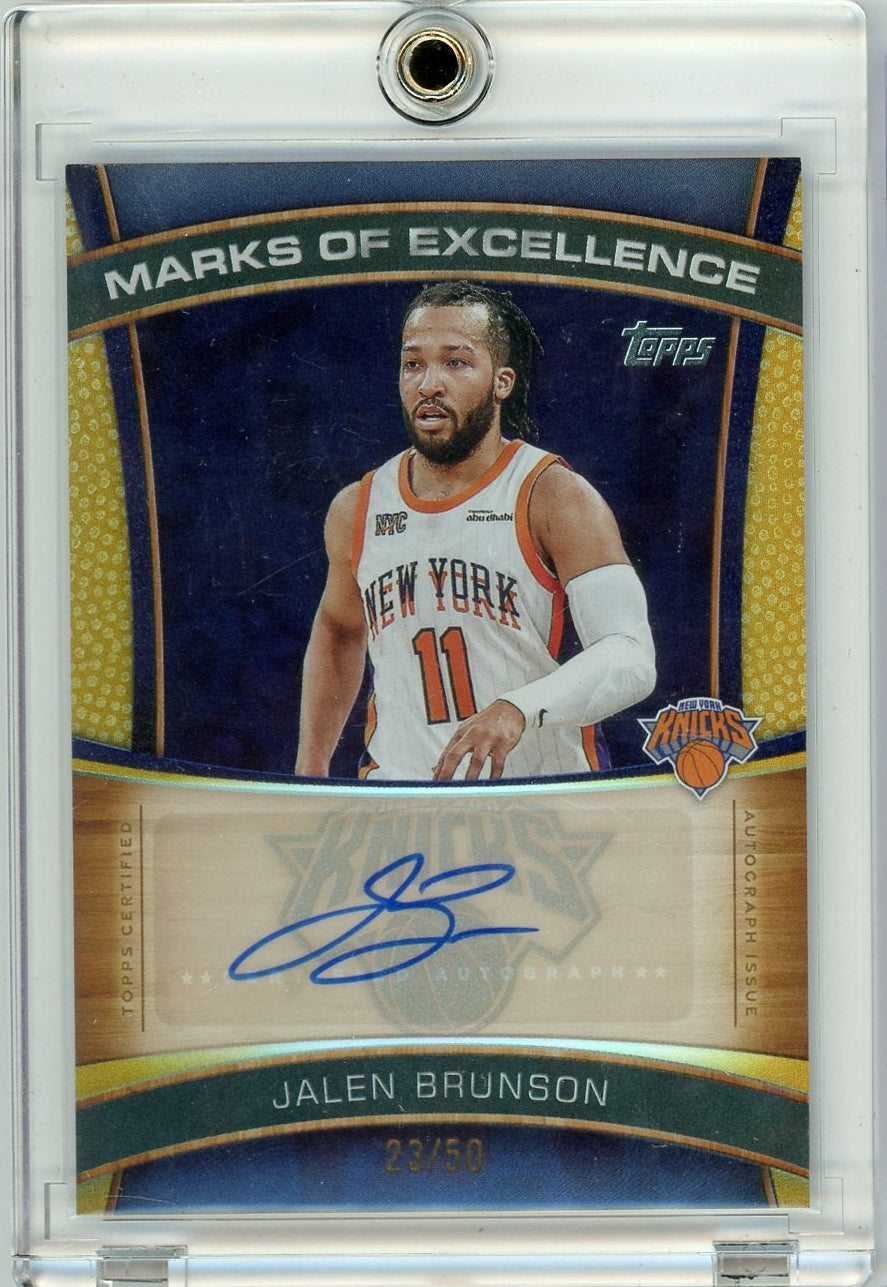 Jalen Brunson 2025 Topps Basketball Marks of Excellence Autograph Gold #'d 23/50