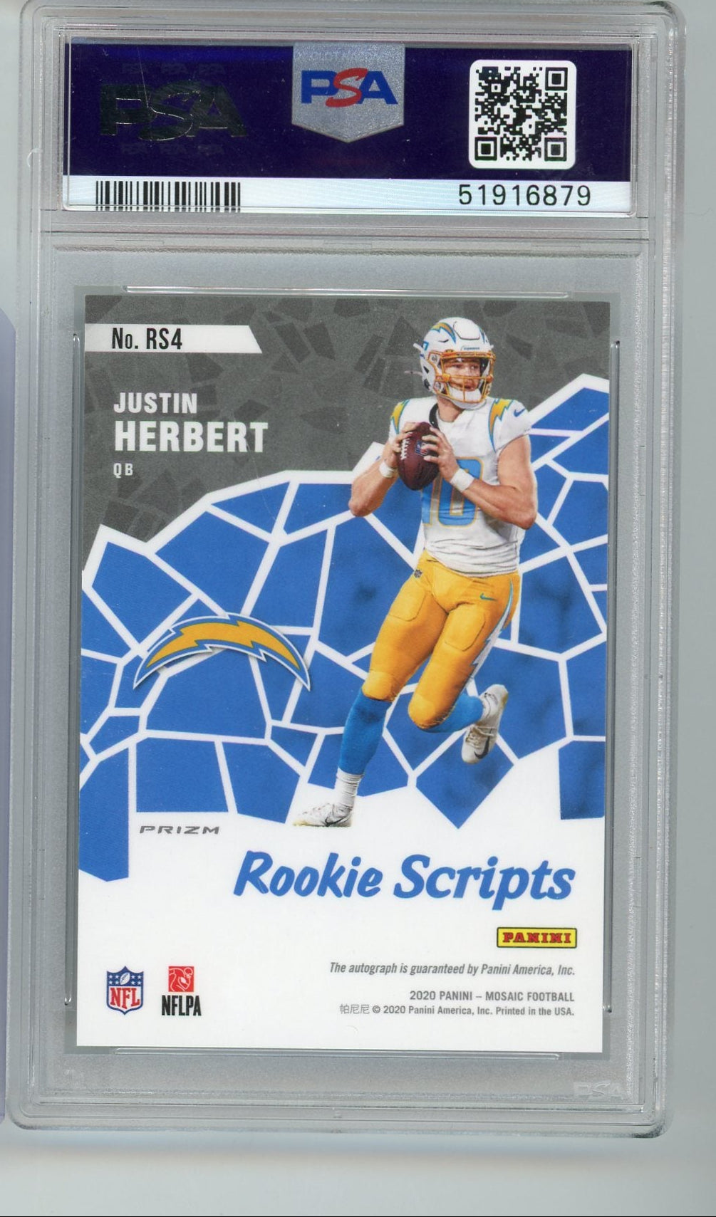 Justin Herbert 2020 Panini Mosaic Rookie Scripts autograph PSA 10