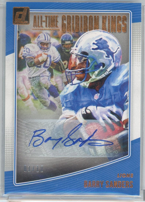 Barry Sanders 2018 Panini Donruss All-Time Gridiron Kings Autograph #'d 01/10