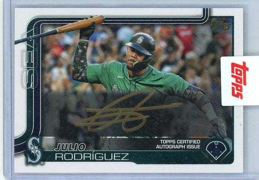 Julio Rodriguez 2025 Topps Update Series - Golden Mirror Image Variation Auto #266
