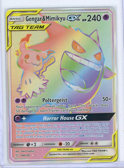 Gengar & Mimikyu GX Pokémon Team Up Secret Rare #186/181