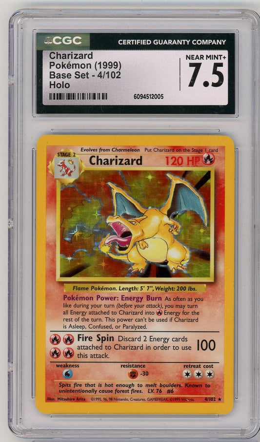 Charizard 1999 Pokemom Base Set holo #4/102 CGC 7.5