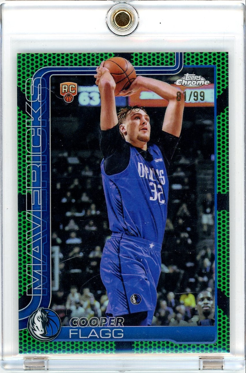 Cooper Flagg 2025-26 Topps Chrome Green Basketball Refractor RC #'d 81/99