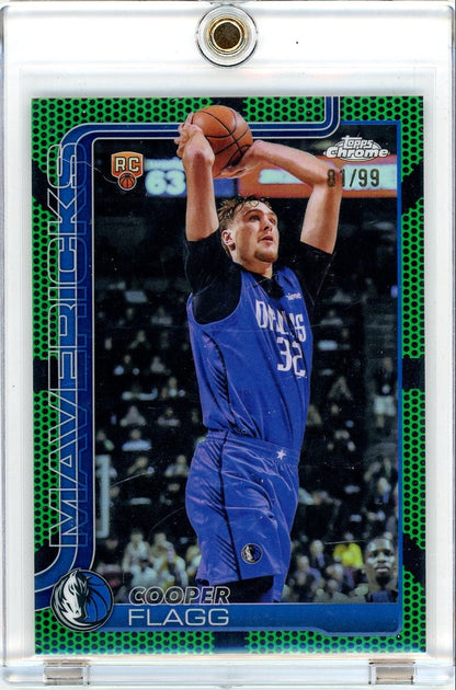 Cooper Flagg 2025-26 Topps Chrome Green Basketball Refractor RC #'d 81/99