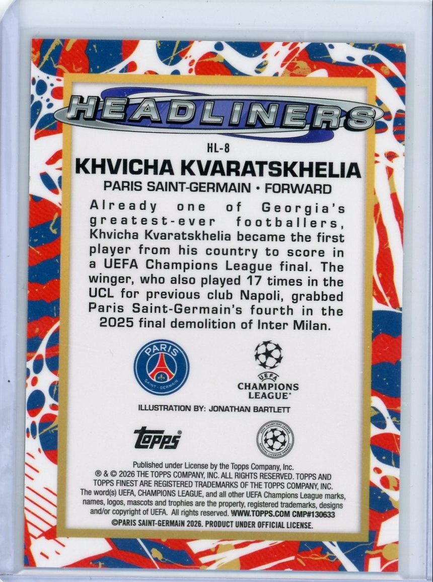 Khvicha Kvaratskhelia 2025-26 Topps Finest Headliners SSP #HL-8