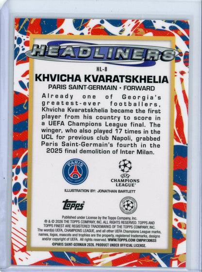 Khvicha Kvaratskhelia 2025-26 Topps Finest Headliners SSP #HL-8