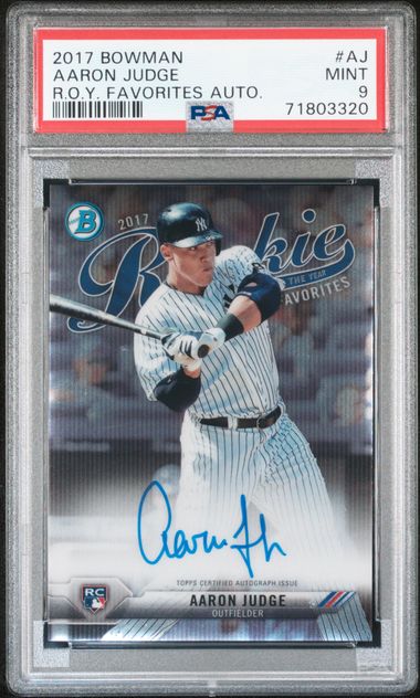 Aaron Judge 2017 Bowman Rookie Of The Year Favorites Auto PSA 9