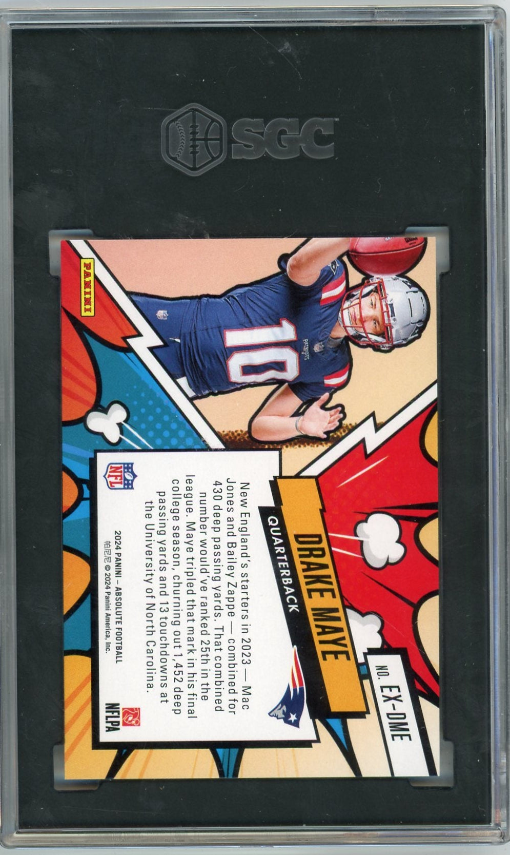 Drake Maye 2024 Panini Absolute Explosive Rookie SSP SGC 10