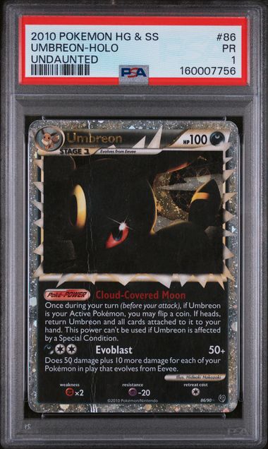 Umbreon 2010 Pokemon HeartGold SoulSilver Undaunted #86/90 PSA 1