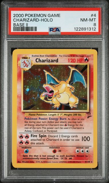 Charizard Pokémon Base Set 2 Holo #4/130 PSA 8