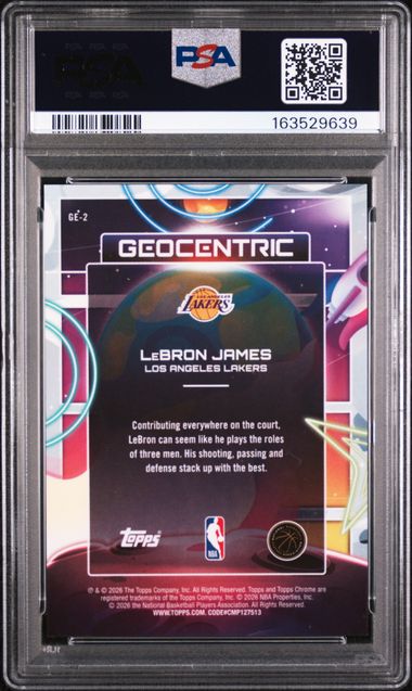LeBron James 2025 Topps Cosmic Chrome Geocentric Black Eclipse #'d 05/10 PSA 8