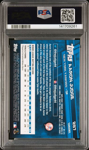 Aaron Judge 2017 Topps Chrome Sapphire Edition RC PSA 8.5